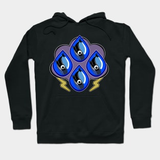 Kawaii Blue Whales, Thunderstorm Rain Fall Hoodie